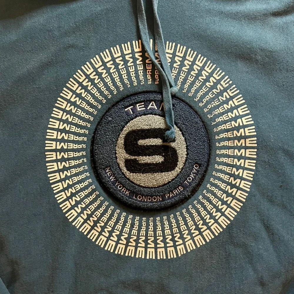 Supreme Team S Logo Hoodie Teal Heavyweight Sweatshirt Mens XL Skater HipHop